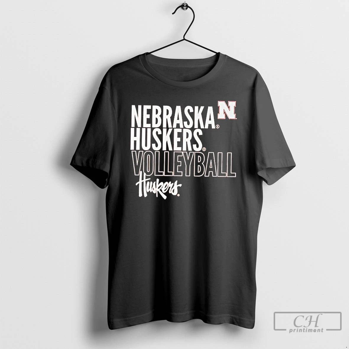 Classic Nebraska Cornhuskers Womens Volleyball Text Logo Overlay T-Shirts, Hoodie, Sweatshirt | PopFlextees.com