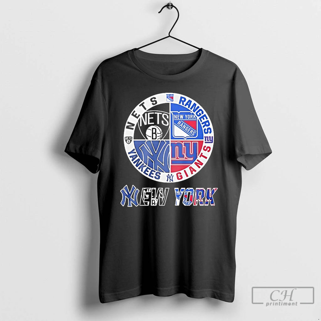 Classic New York Giants New York Yankees York Nets New York Rangers Mashup Logo T-Shirts, Hoodie, Sweatshirt