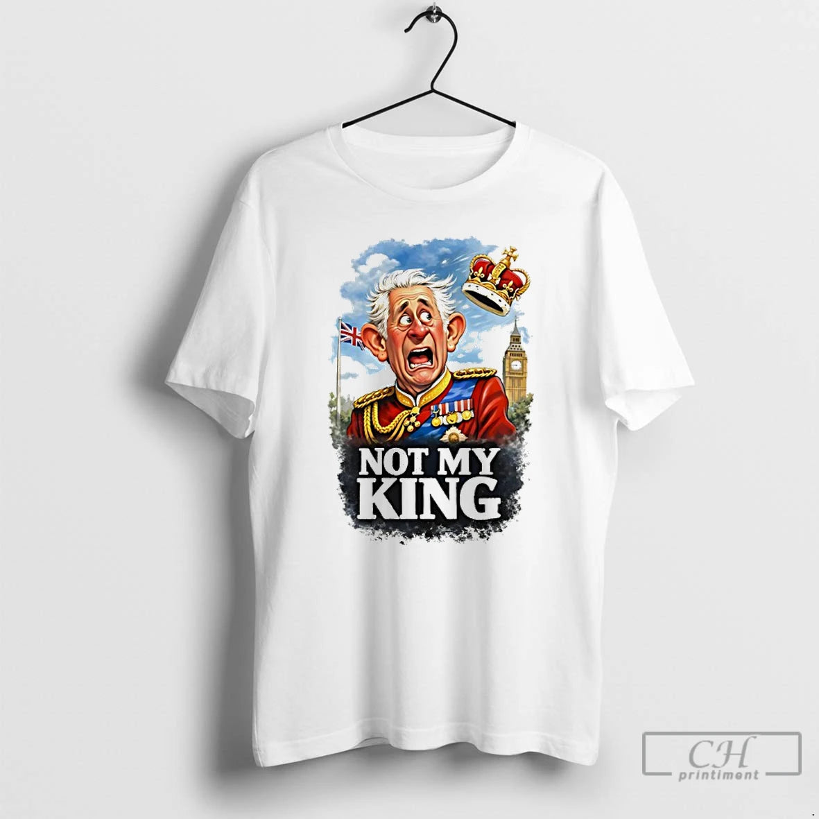 Classic Not My King British Monarchy Satire Cartoon T-Shirts, Hoodie, Sweatshirt | PopFlextees.com