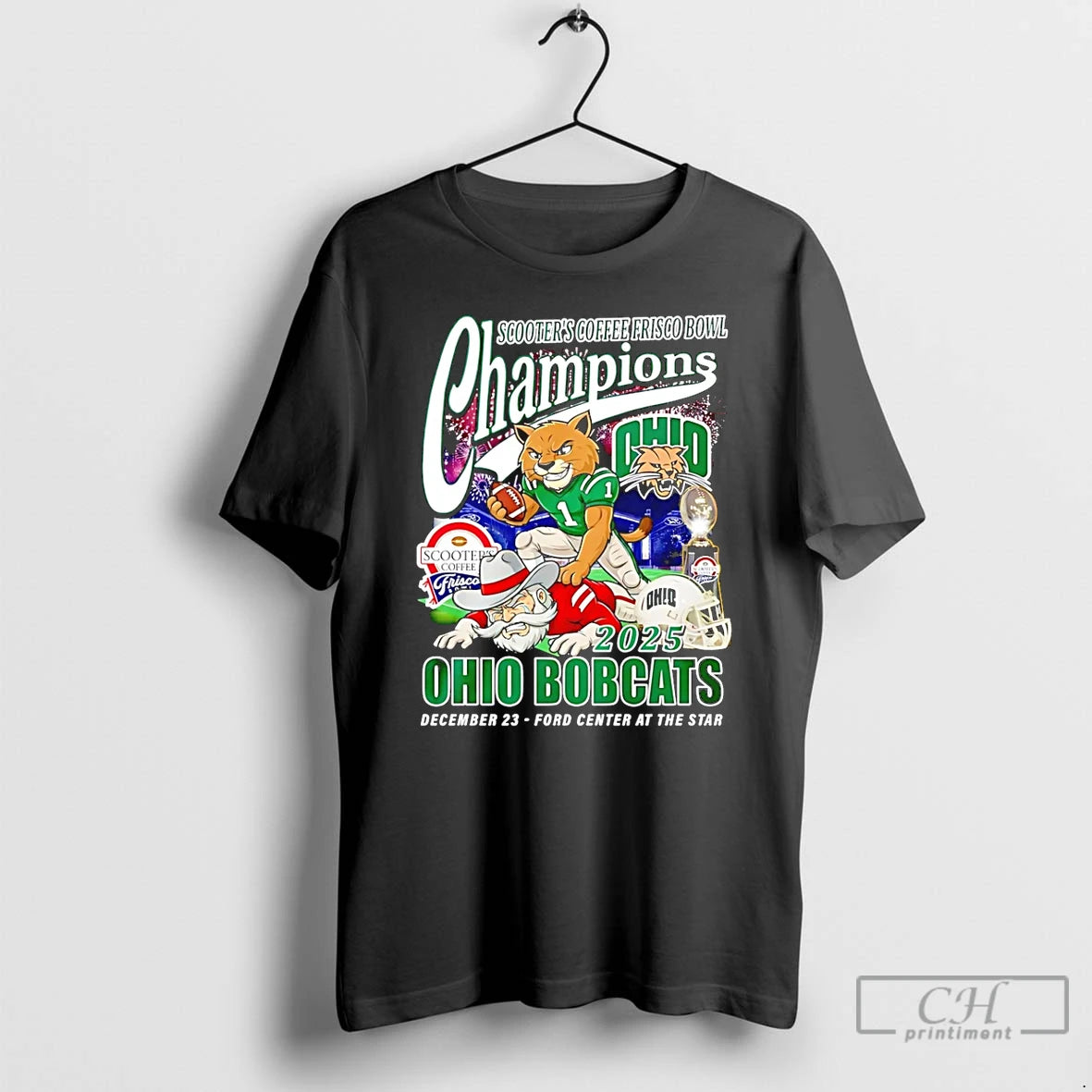Classic Ohio Bobcats Scooters Coffee Frisco Bowl Champions 2025 Mascot T-Shirts, Hoodie, Sweatshirt | PopFlextees.com