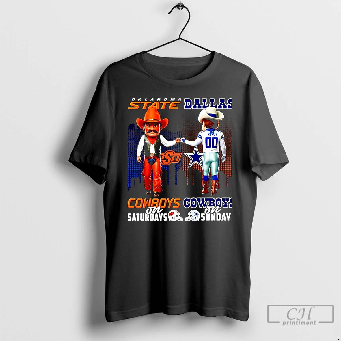 Classic Oklahoma State Cowboys On Saturdays Vs Dallas Cowboys On Sundays Mascot Skyline Christmas T-Shirts, Hoodie,...
