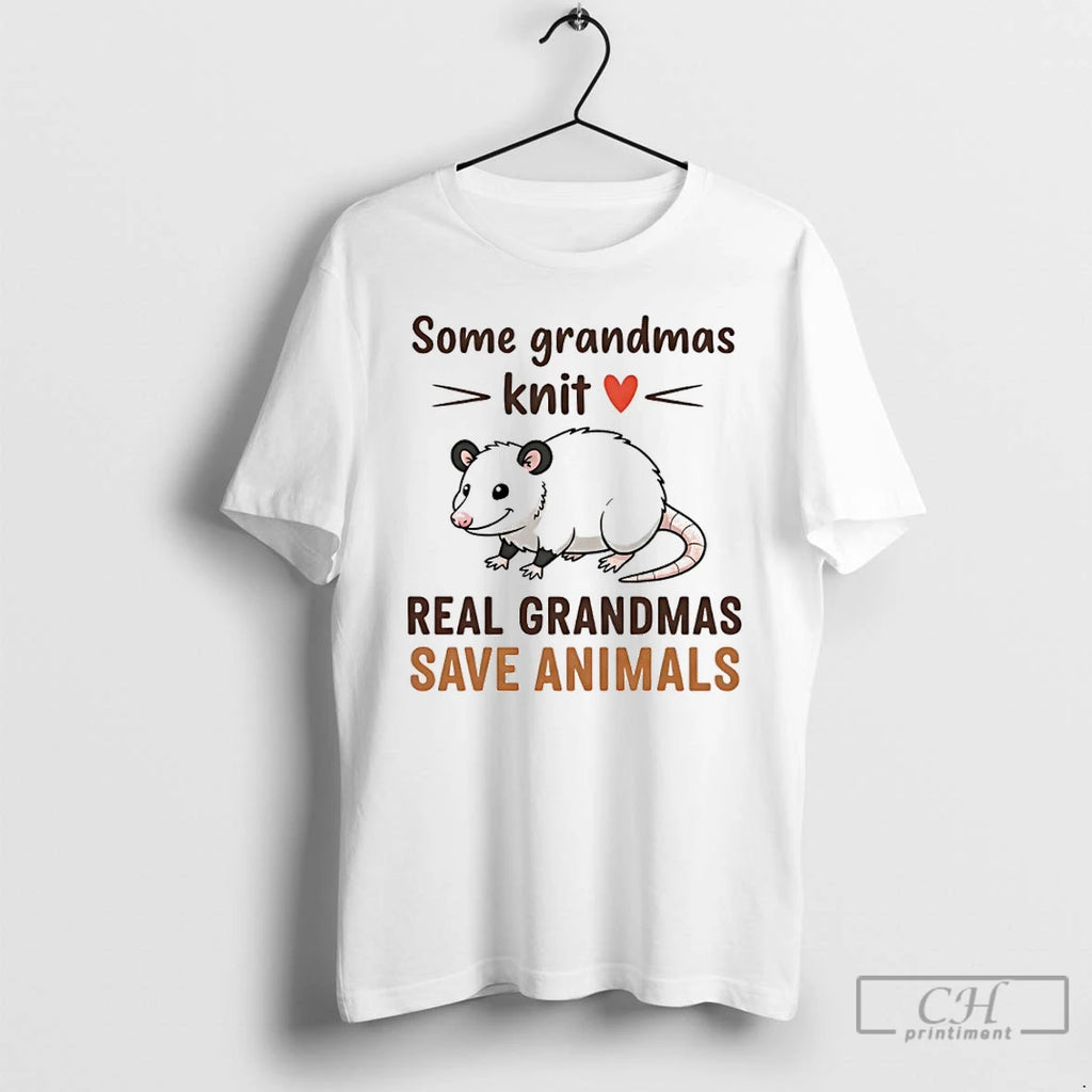 Classic Opossum Some Grandmas Knit Real Grandmas Save Animals T-Shirts, Hoodie, Sweatshirt | PopFlextees.com