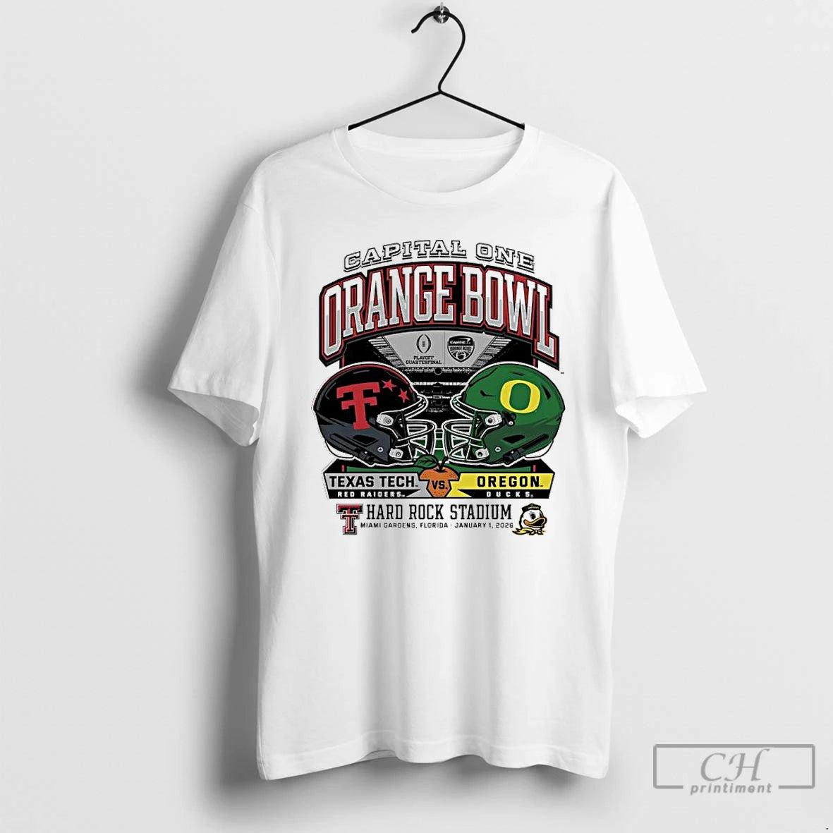 Classic Oregon Vs Texas Tech 2025 Orange Bowl Hard Rock Stadium Helmet T Shirts Sweater Hoodie, Sweatshirt | PopFlextees.com