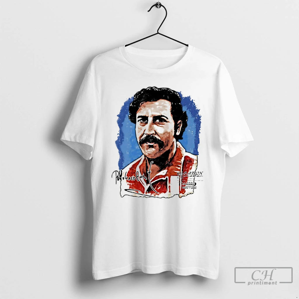 Classic Pablo Escobar Big Face Signature Graphic T-Shirts, Hoodie, Sweatshirt | PopFlextees.com