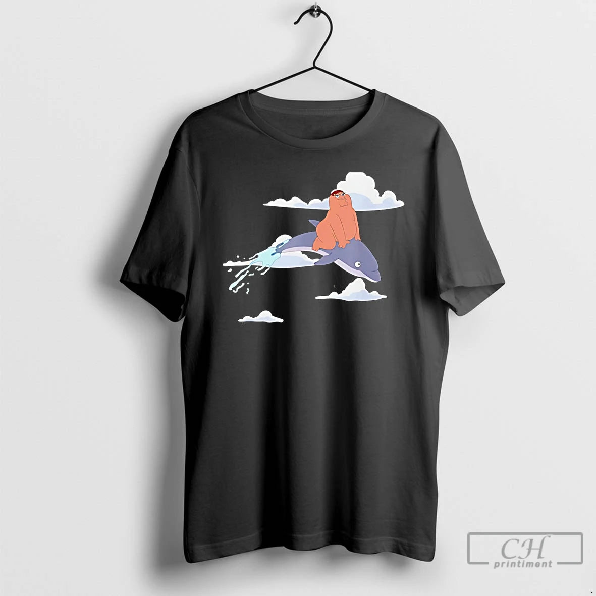 Classic Peter Griffin Family Guy Riding A Dolphin T-Shirts, Hoodie, Sweatshirt | PopFlextees.com