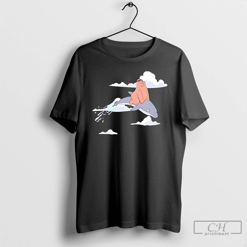 Classic Peter Griffin Riding Dolphin Family Guy T-Shirts, Hoodie, Sweatshirt | PopFlextees.com