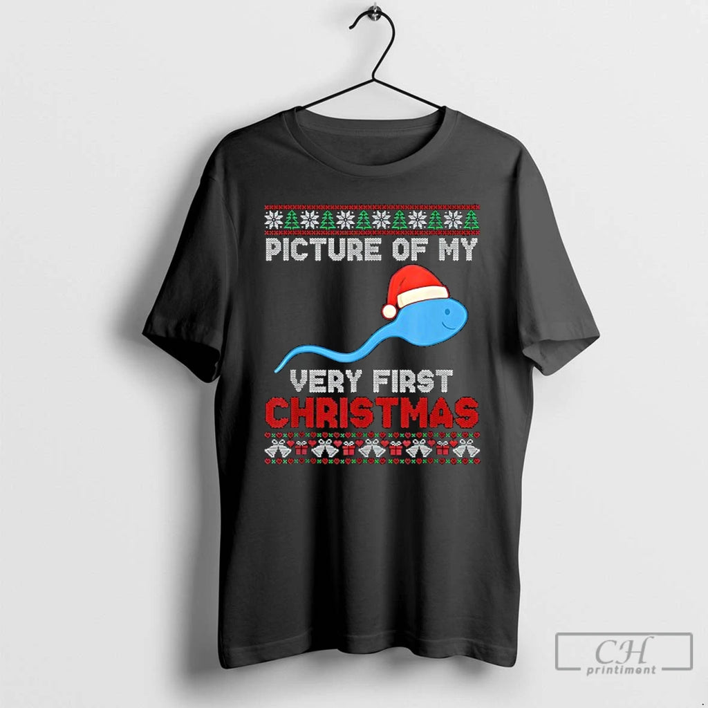 Classic Picture Of My Very First Christmas Joke Funny Xmas T-Shirts, Hoodie, Sweatshirt | PopFlextees.com