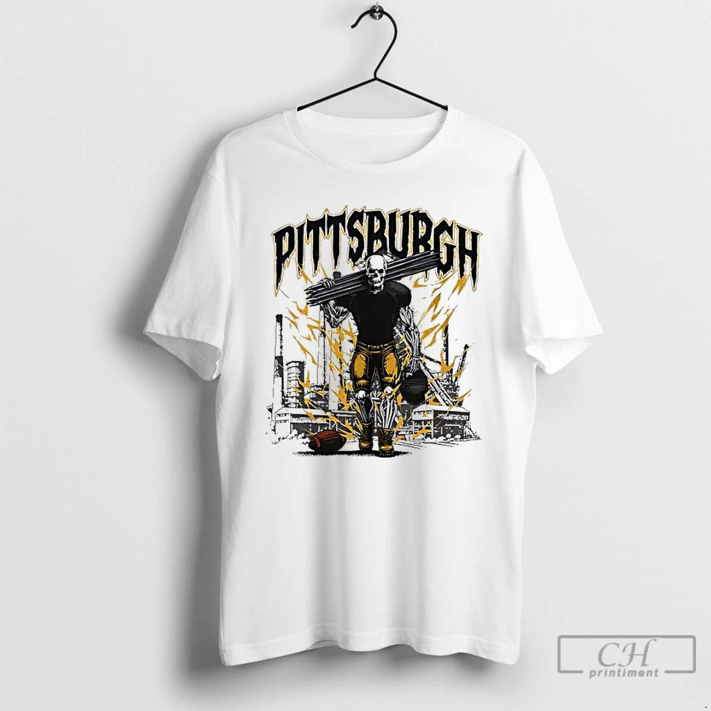 Classic Pittsburgh Football Skeleton Bootleg Skyline T-Shirts, Hoodie, Sweatshirt