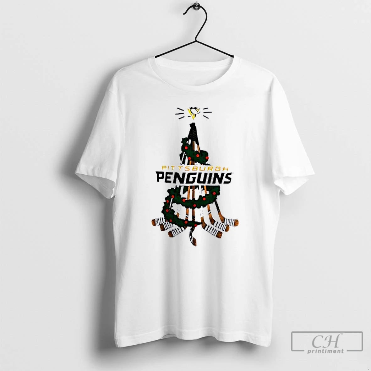 Classic Pittsburgh Penguins Stickman Hockey Holiday Tree Christmas T-Shirts, Hoodie, Sweatshirt | PopFlextees.com