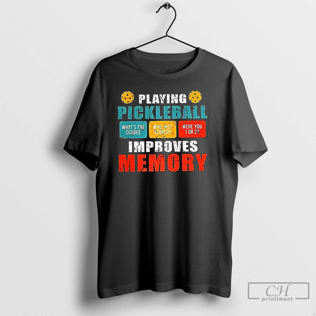Classic Playing Pickleball Improves Memory Whats The Saucers Vintage T-Shirts, Hoodie, Sweatshirt | PopFlextees.com