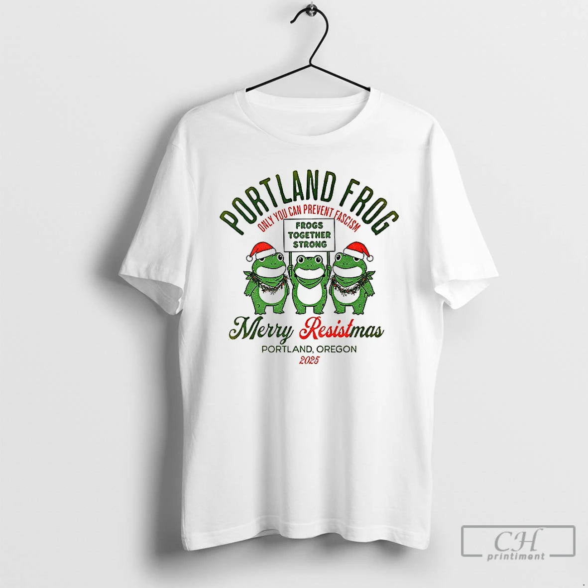 Classic Portland Frog Christmas Merry Resistmas 2025 Frog Together Strong T-Shirts, Hoodie, Sweatshirt | PopFlextees.com