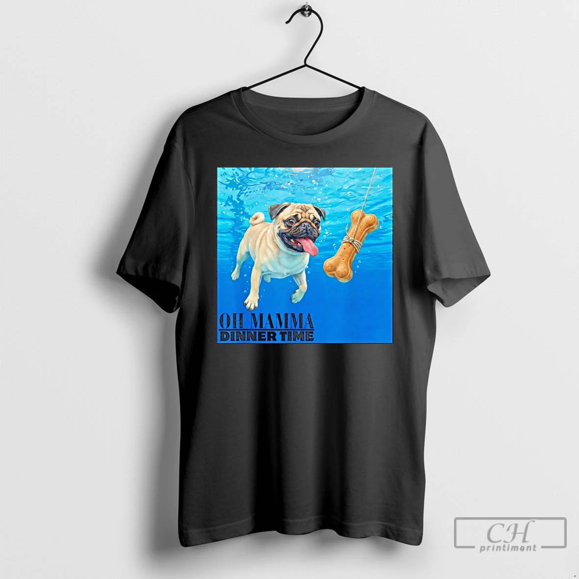 Classic Pug Swimming Underwater Oh Mamma Dinner Time T-Shirts, Hoodie, Sweatshirt | PopFlextees.com