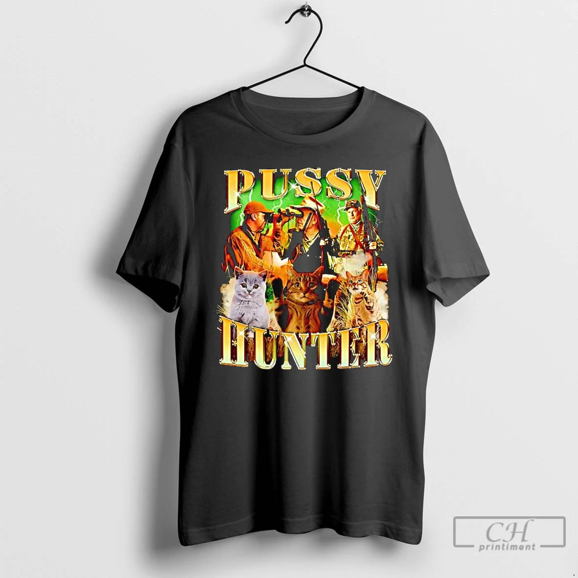 Classic Pussy Hunter Cat Hunter Imagery Graphic T-Shirts, Hoodie, Sweatshirt | PopFlextees.com