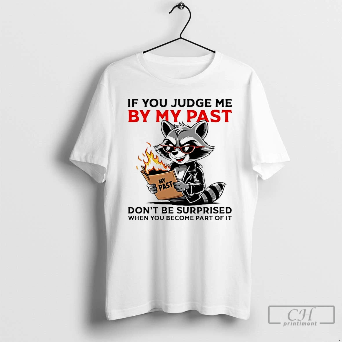 Classic Raccoon If You Judge Me By My Past Dont Be Surprised When You Become T-Shirts, Hoodie, Sweatshirt | PopFlextees.com