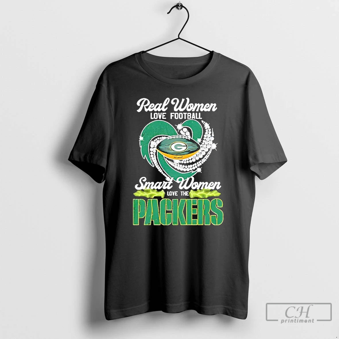 Classic Real Women Love Football Smart Women Love The Green Bay Packers Heart T Shirts Hoodie, Sweatshirt | PopFlextees.com