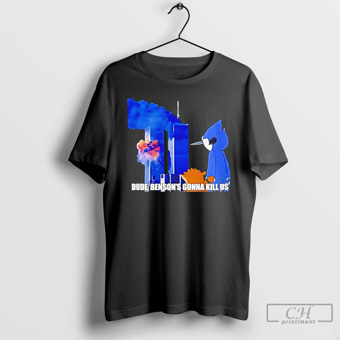 Classic Regular Show 911 Meme Dude Bensons Gonna Kill Us T-Shirts, Hoodie, Sweatshirt | PopFlextees.com