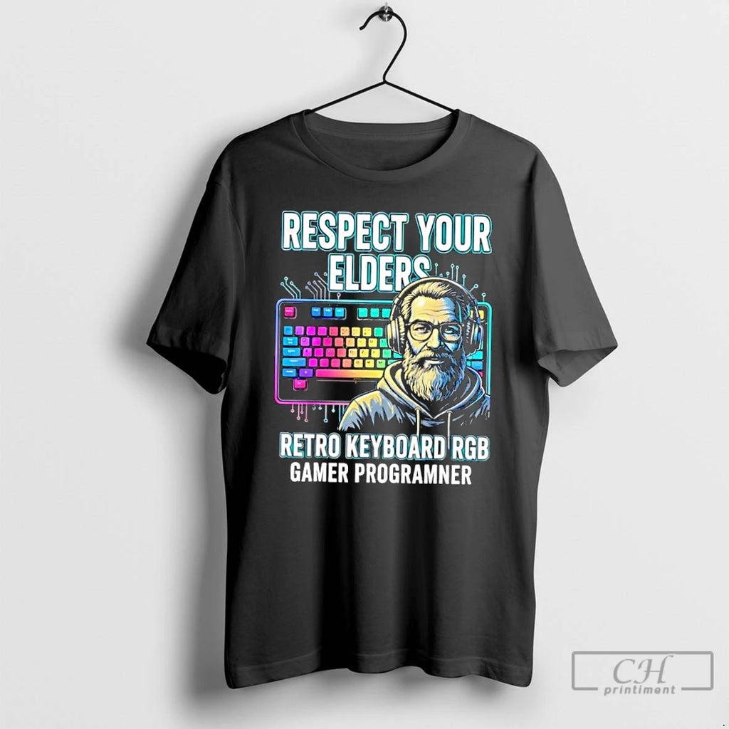 Classic Respect Your Elders Retro Keyboard Rgb Gamer Programmer T-Shirts, Hoodie, Sweatshirt | PopFlextees.com