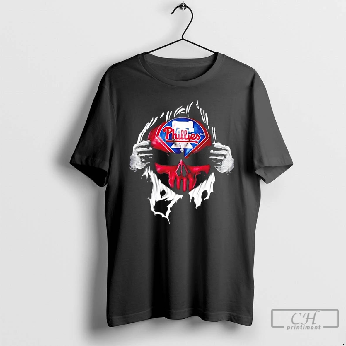 Classic Ripped From The Chest Skull Deep Philadelphia Phillies Till The Grave T Shirts Sweater Hoodie, Sweatshirt