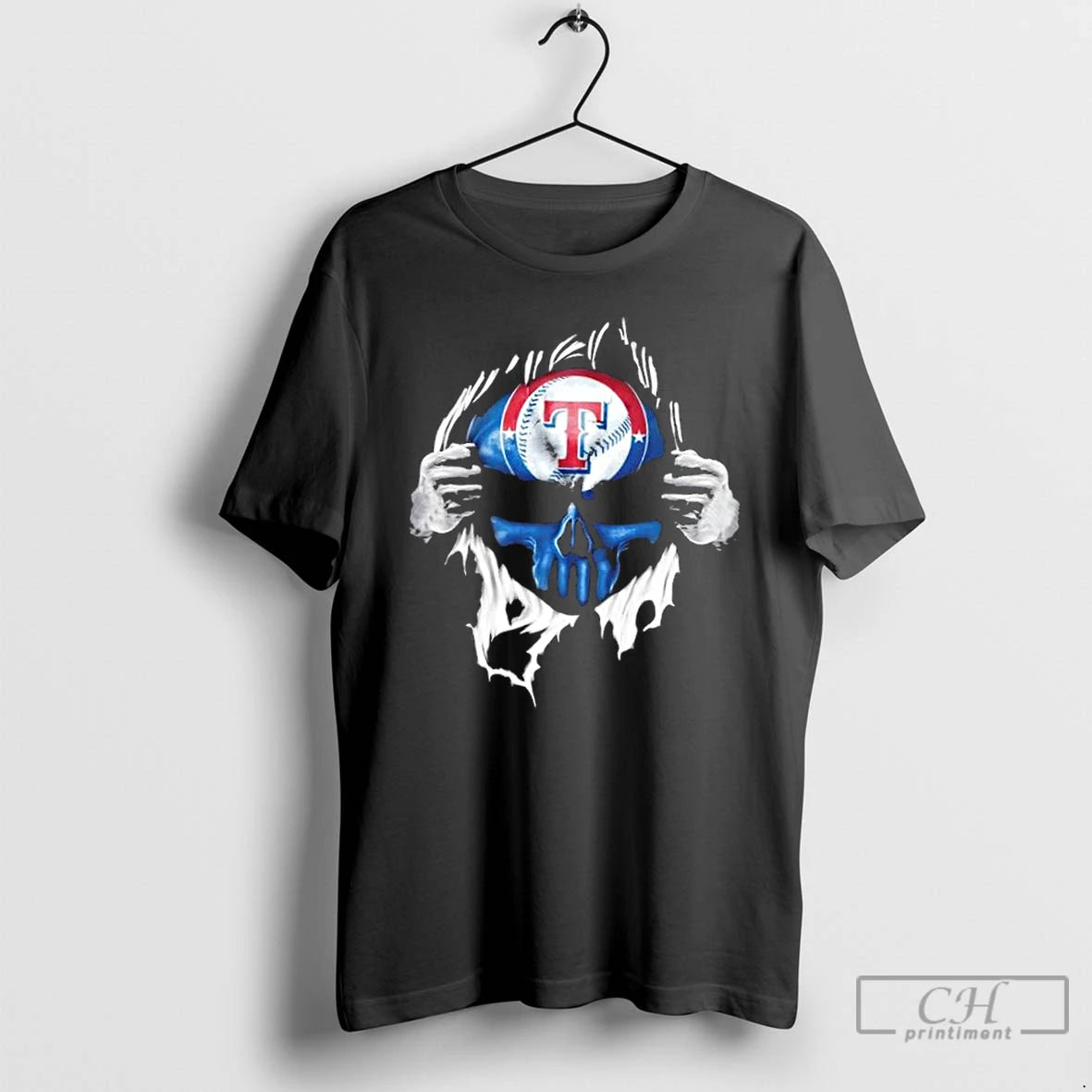 Classic Ripped From The Chest Skull Deep Texas Rangers Till The Grave T Shirts Sweater Hoodie, Sweatshirt | PopFlextees.com