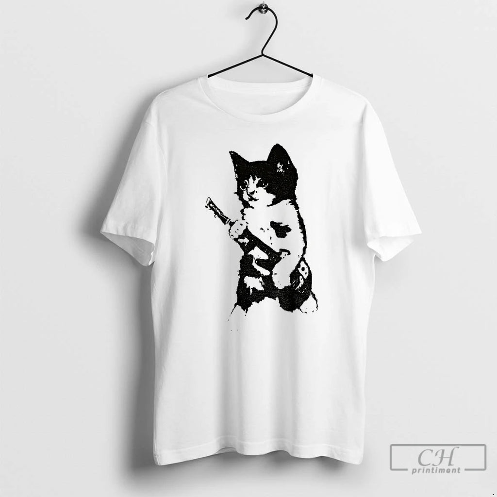 Classic Rockstar Kitten Holding Gun Vintage T-Shirts, Hoodie, Sweatshirt | PopFlextees.com