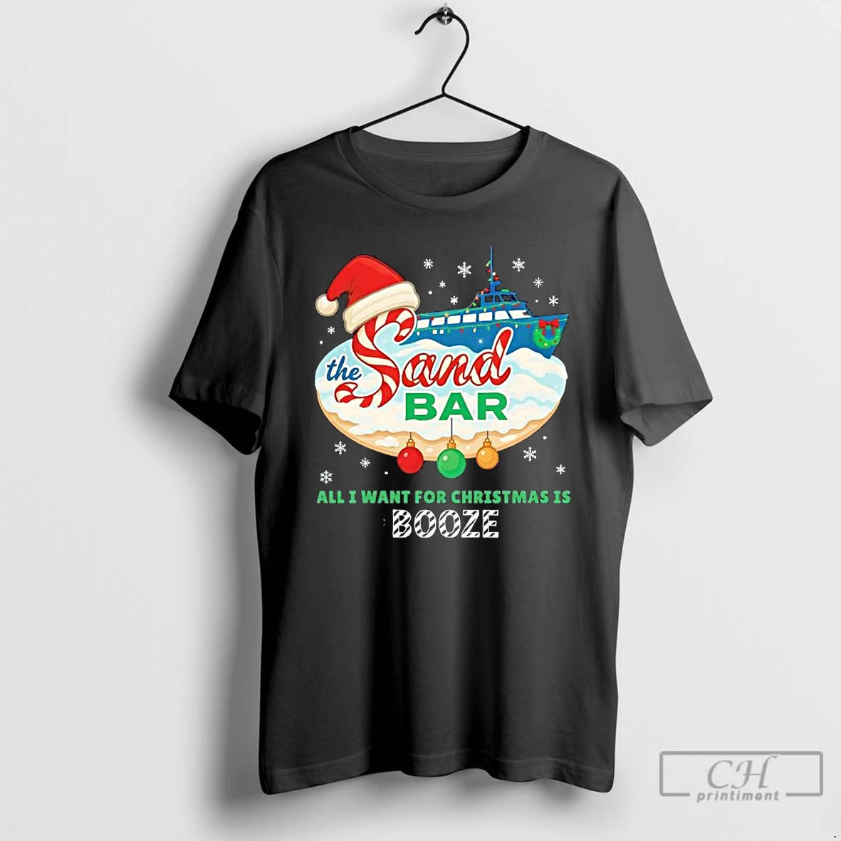 Classic Sandbar Christmas All I Want For Christmas Is Booze Graphic T-Shirts, Hoodie, Sweatshirt | PopFlextees.com