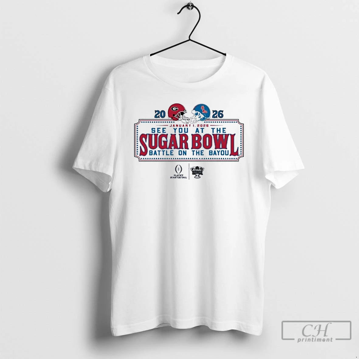 Classic See You At The Sugar Bowl Dueling Helmet 2026 Georgia Vs Ole Miss T-Shirts, Hoodie, Sweatshirt | PopFlextees.com