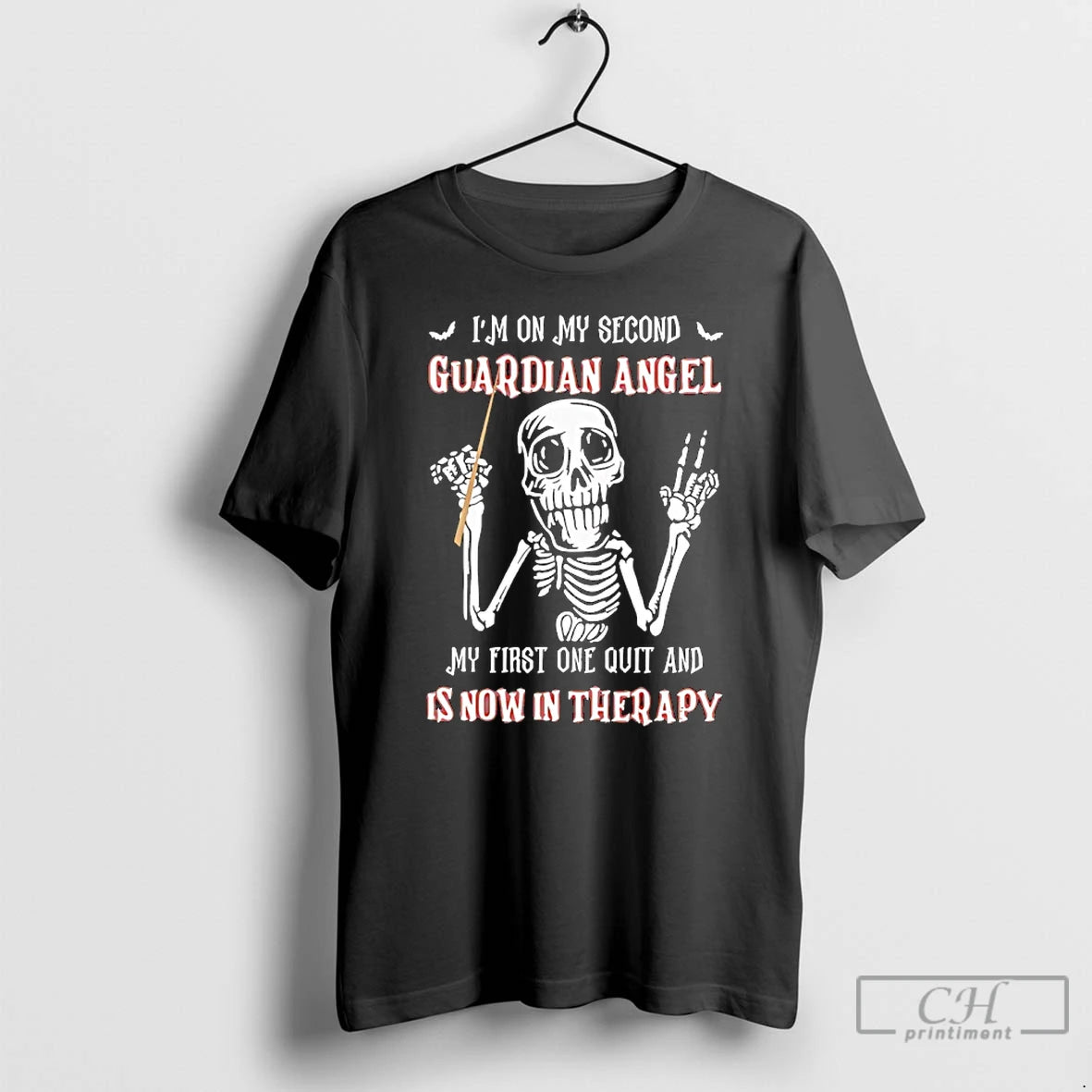 Classic Skeleton Im On My Second Guardian Angel My First One Out And Is Now T-Shirts, Hoodie, Sweatshirt | PopFlextees.com