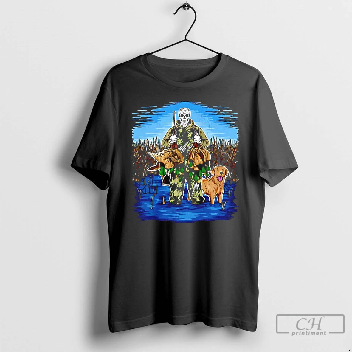 Classic Skeleton Duck Huntin Yellow Lab T-Shirts, Hoodie, Sweatshirt | PopFlextees.com