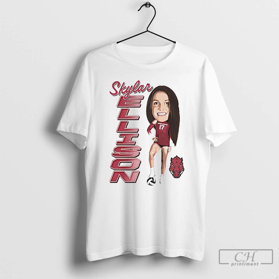 Classic Skylar Ellison Big Head Caricature Arkansas T-Shirts, Hoodie, Sweatshirt | PopFlextees.com