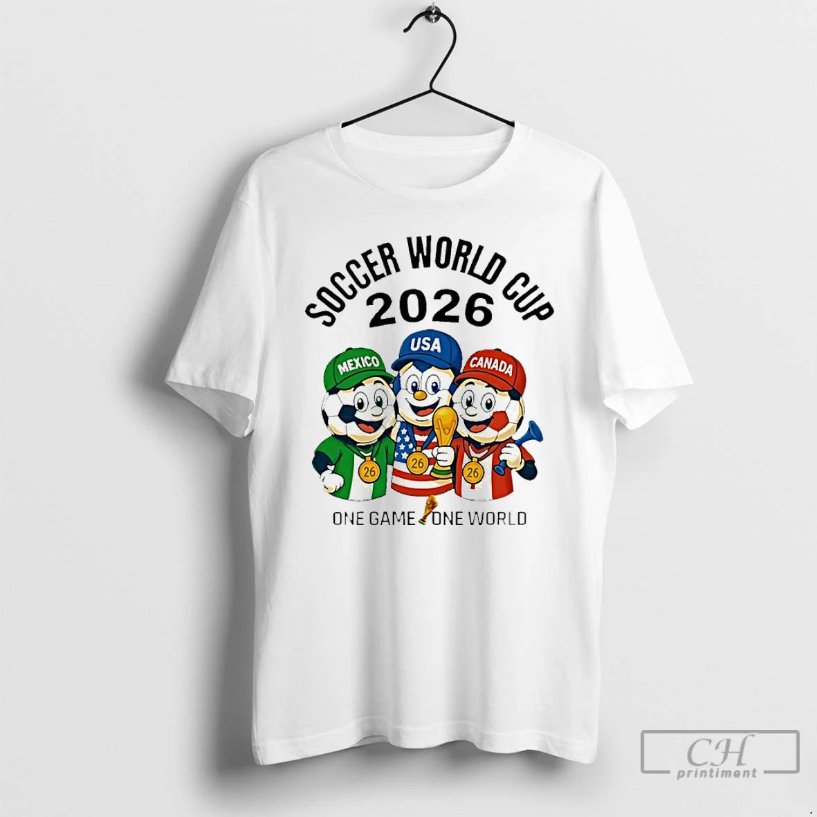 Classic Soccer World Cup 2026 Mexico Usa Canada One Game One World Mascots T Shirts Hoodie, Sweatshirt | PopFlextees.com