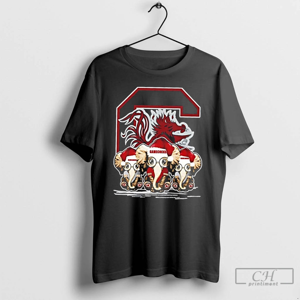 Classic South Carolina Gamecocks X Elephants Santa Hat Merry Christmas T-Shirts, Hoodie, Sweatshirt | PopFlextees.com
