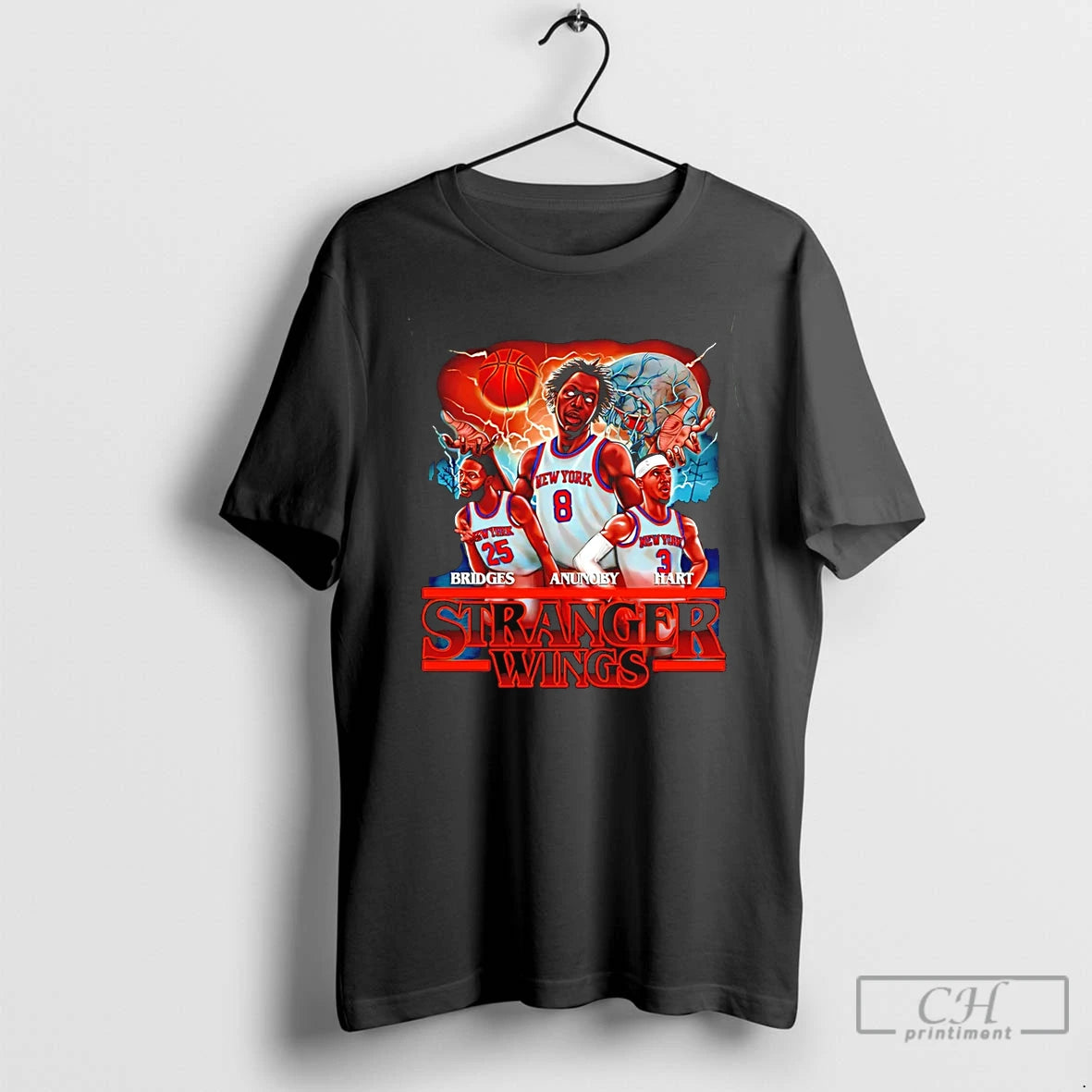 Classic Stranger Wings Stranger Thing Bridges Anunoby Hart Ny Knicks T-Shirts, Hoodie, Sweatshirt | PopFlextees.com