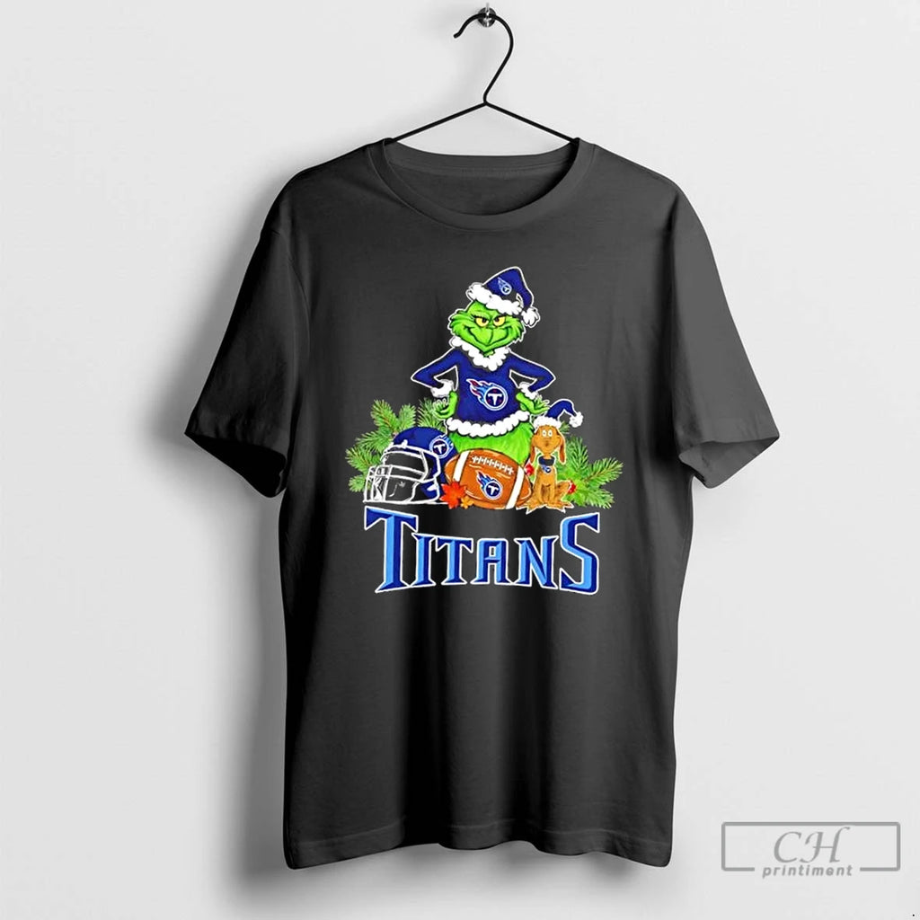 Classic Tennessee Titans Football X Grinch And Max Dog Merry Christmas T-Shirts, Hoodie, Sweatshirt | PopFlextees.com