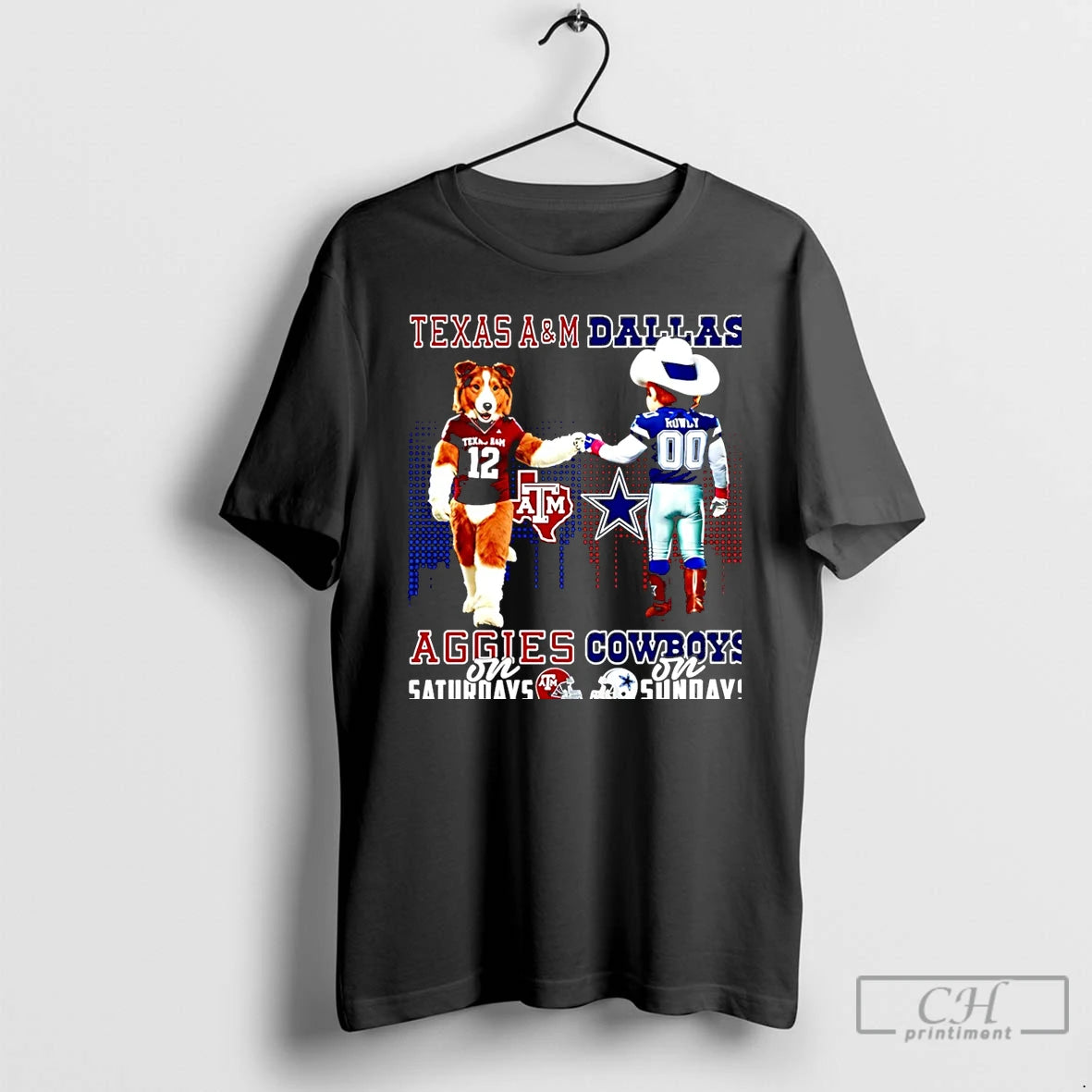 Classic Texas Am Aggies On Saturdays Vs Dallas Cowboys On Sundays Mascot Skyline Christmas T-Shirts, Hoodie, Sweatshirt