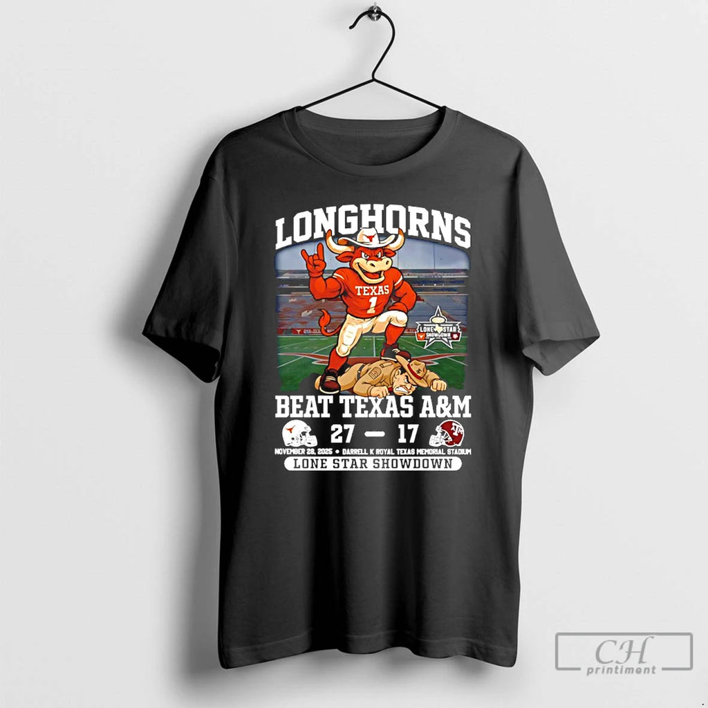 Classic Texas Longhorns Beat Texas Am 27 17 Score Lone Star Showdown Mascot T Shirts Hoodie, Sweatshirt | PopFlextees.com