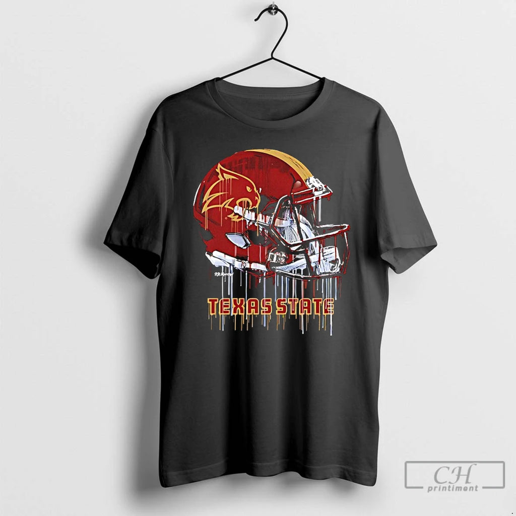 Classic Texas State Bobcats Vive La Fete Dripping Football Helmet T-Shirts, Hoodie, Sweatshirt | PopFlextees.com