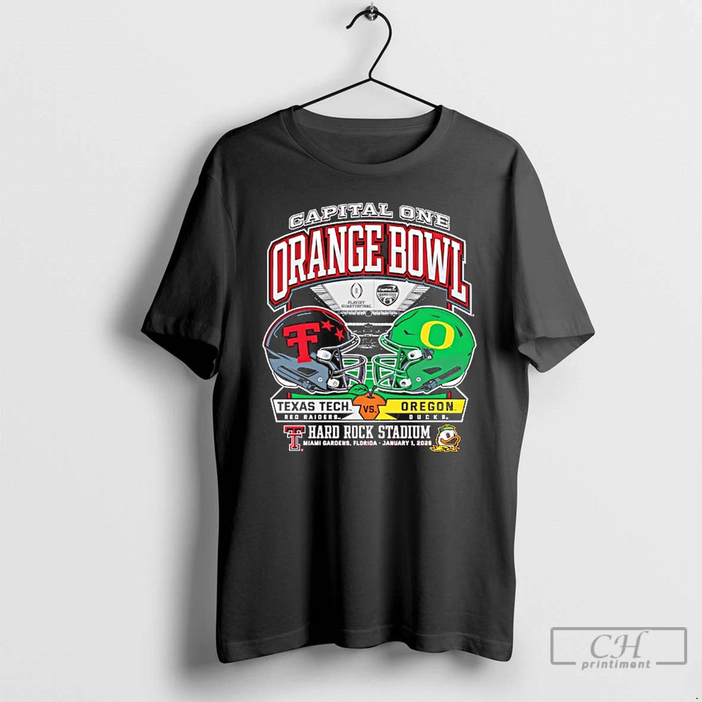 Classic Texas Tech 2025 Orange Bowl Dueling Helmets Vs Oregon T-Shirts, Hoodie, Sweatshirt | PopFlextees.com