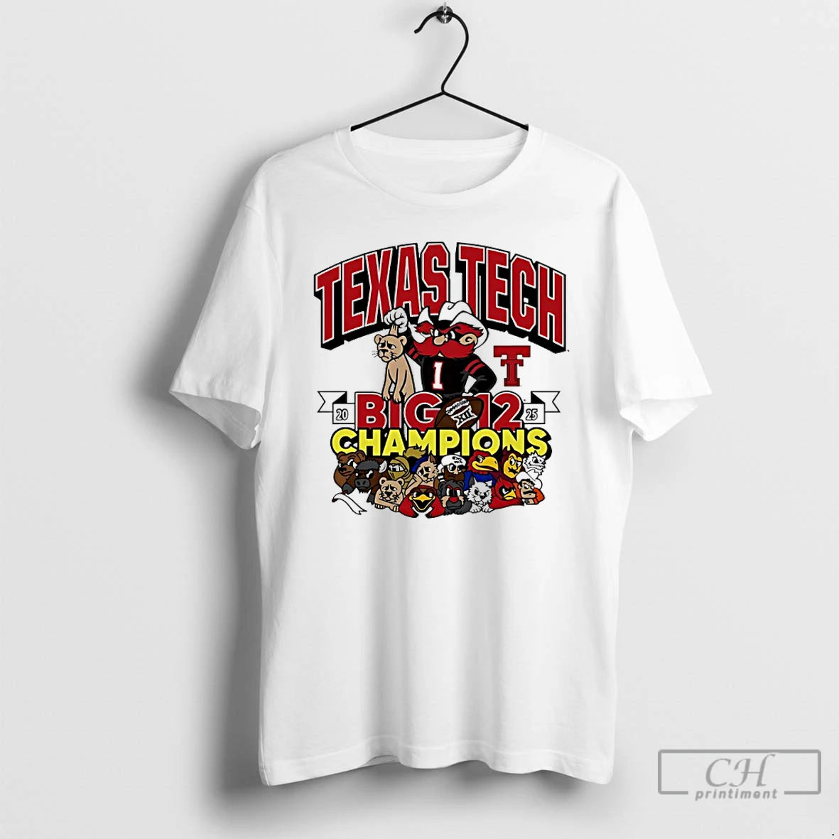 Classic Texas Tech Red Raiders Big 12 Championship Mascot 2025 T-Shirts, Hoodie, Sweatshirt | PopFlextees.com