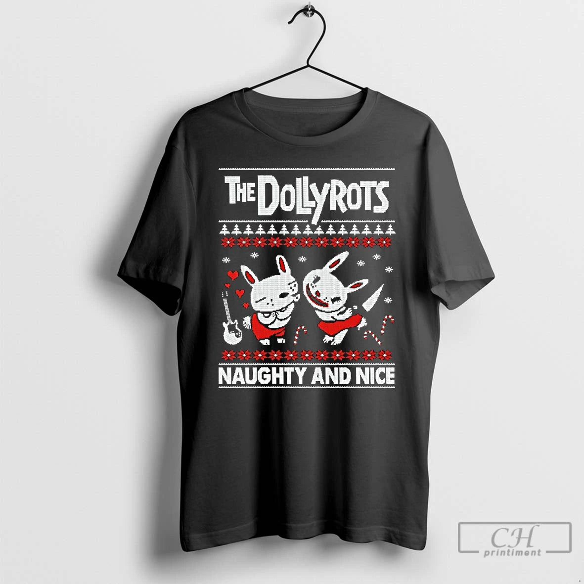 Classic The Dollyrots Naughty And Nice Holiday Ugly Christmas T-Shirts, Hoodie, Sweatshirt | PopFlextees.com