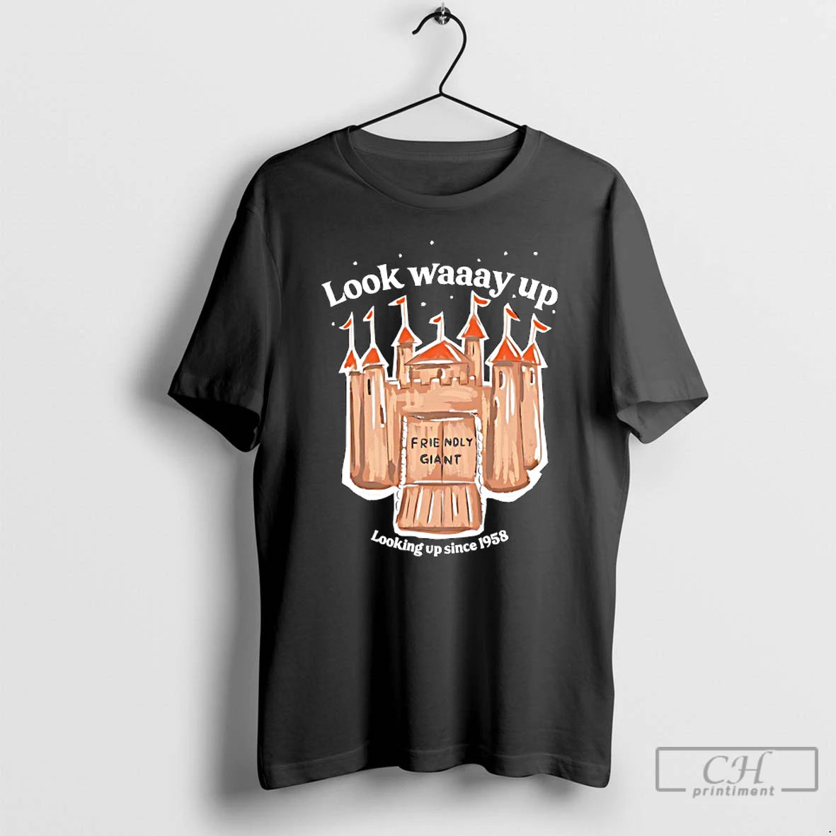Classic The Friendly Giant Look Waaay Up Looking Up Since 1958 Graphic T Shirts Sweater Hoodie, Sweatshirt | PopFlextees.com