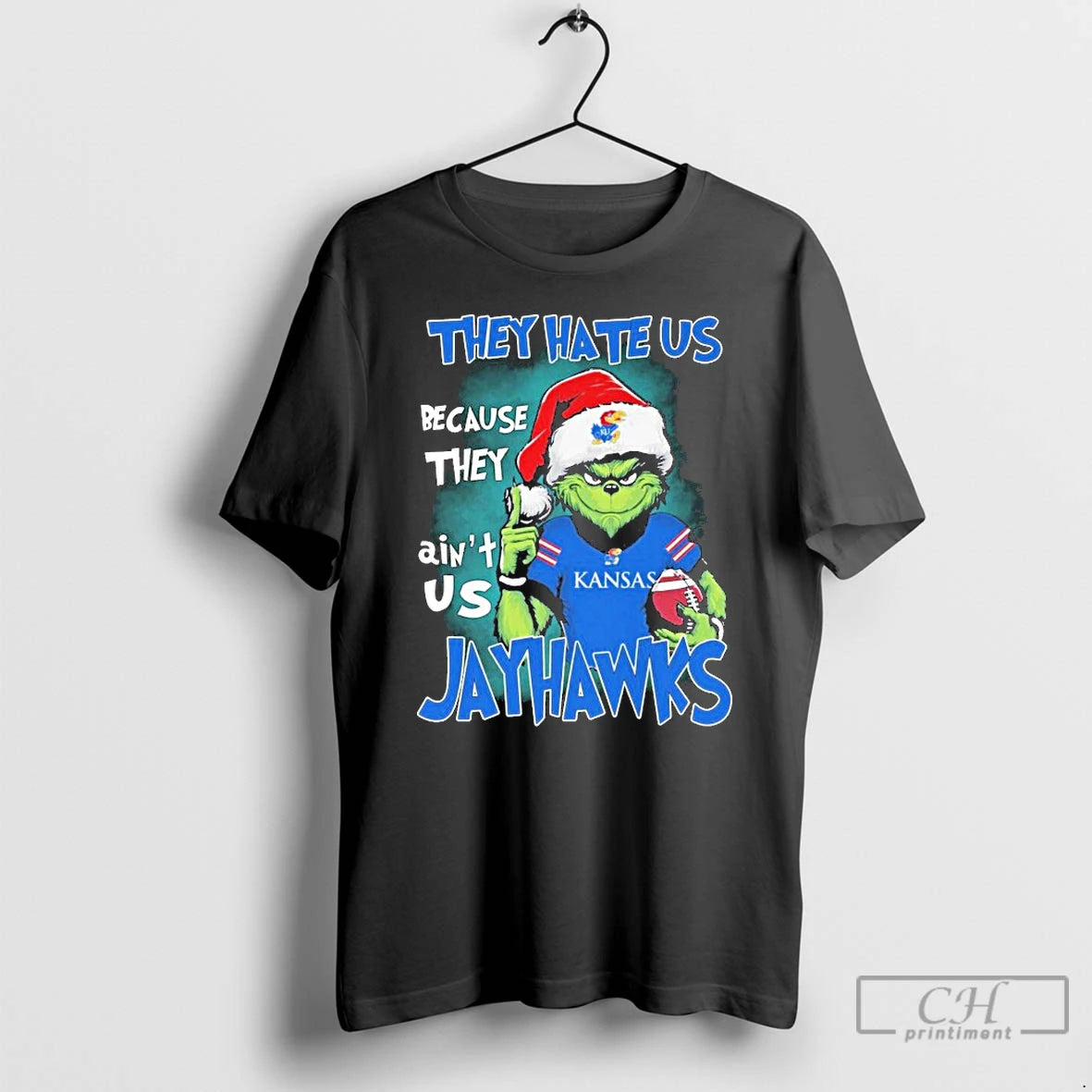 Classic The Grinch They Hate Us Because They Aint Us Kansas Jayhawks Christmas T Shirts Hoodie, Sweatshirt | PopFlextees.com