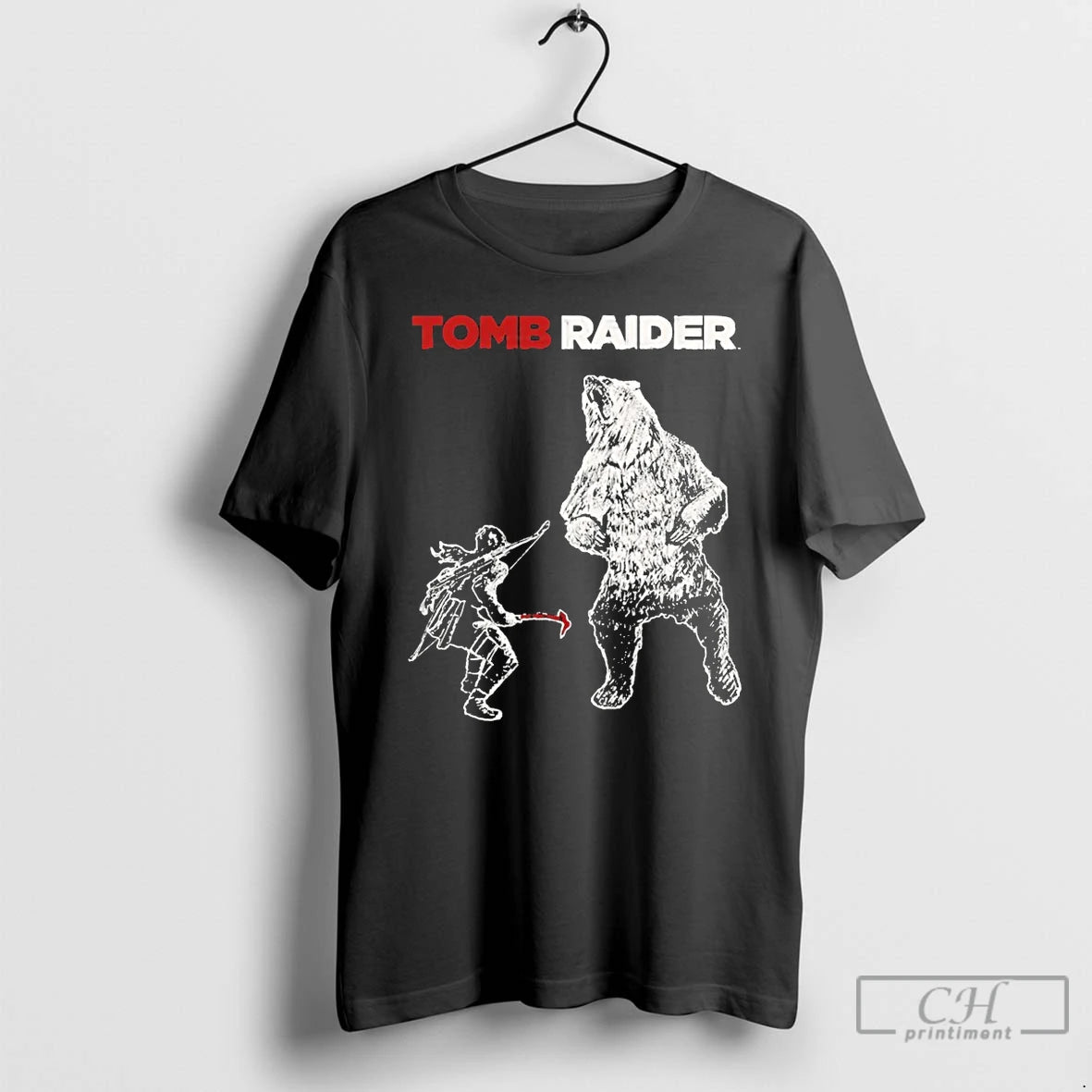 Classic Tomb Raider Lara Vs Bear T-Shirts, Hoodie, Sweatshirt | PopFlextees.com