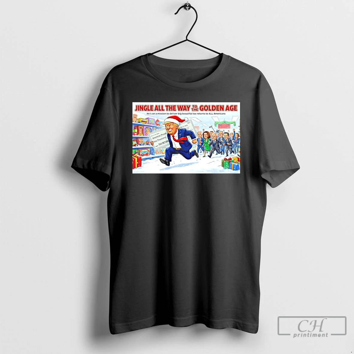 Classic Trump Santa Jingle All The Way To The Golden Age T-Shirts, Hoodie, Sweatshirt | PopFlextees.com