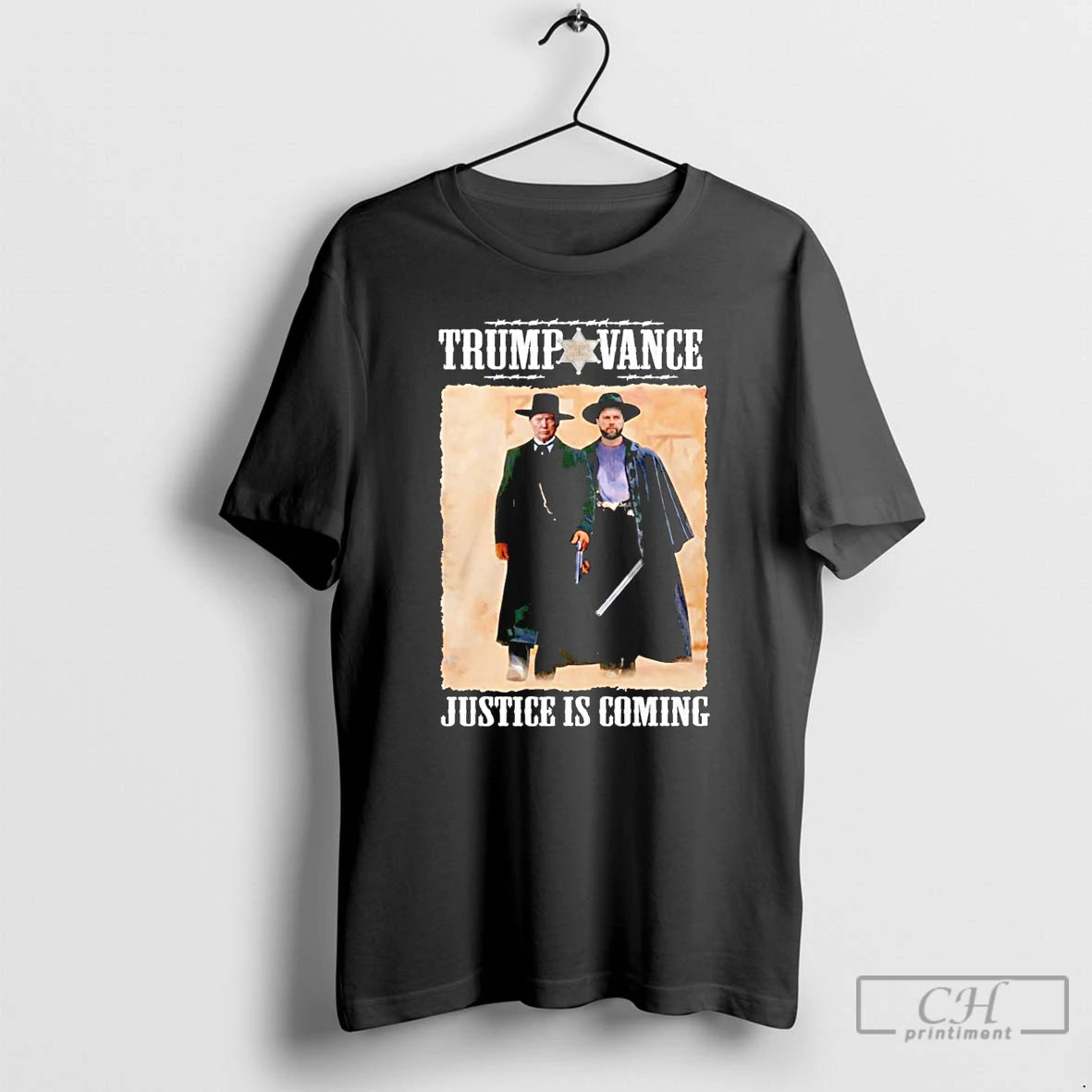 Classic Trump Vance Tombstone Movie Justice Is Coming T-Shirts, Hoodie, Sweatshirt | PopFlextees.com