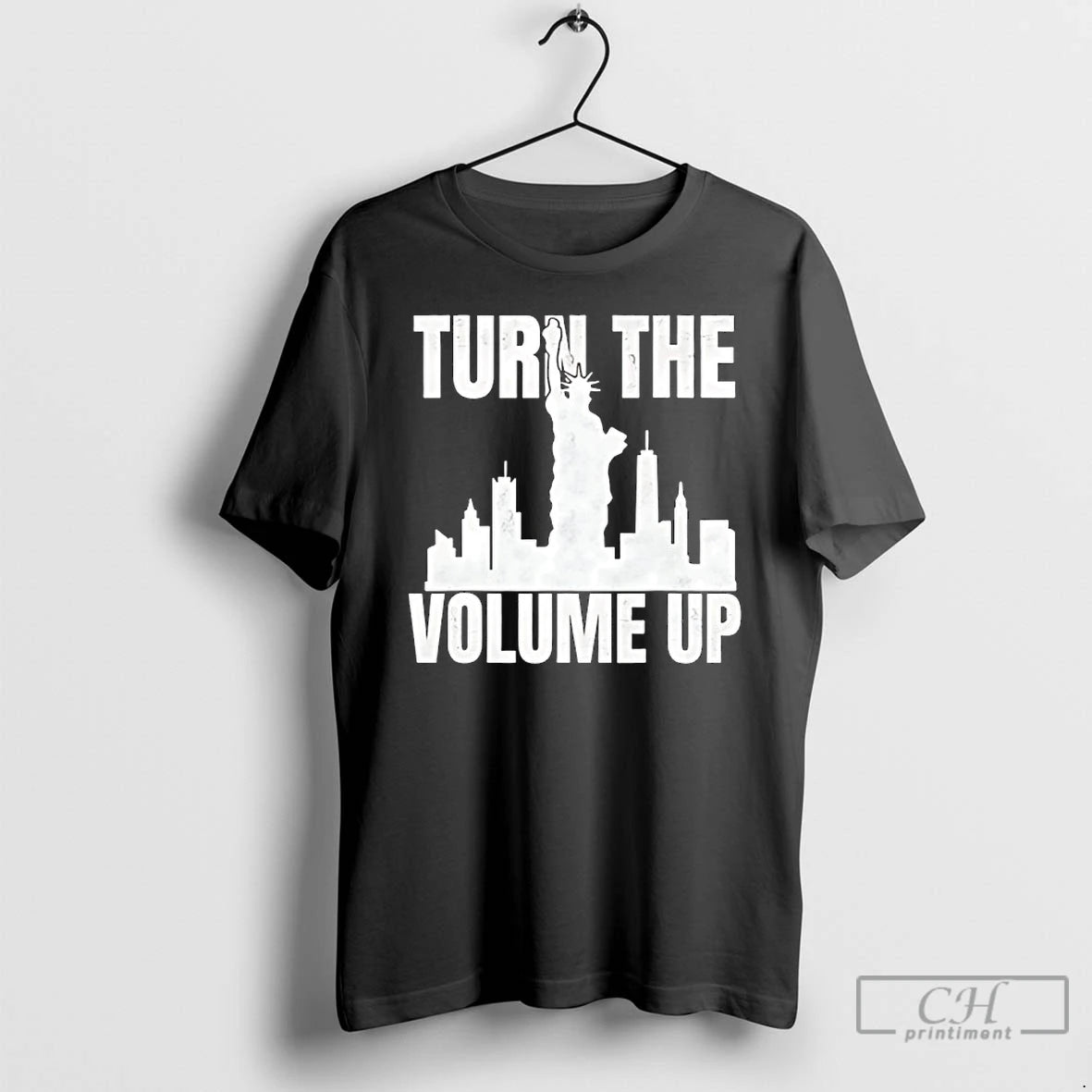 Classic Turn The Volume Up Donald Trump Ny Skyline T-Shirts, Hoodie, Sweatshirt | PopFlextees.com