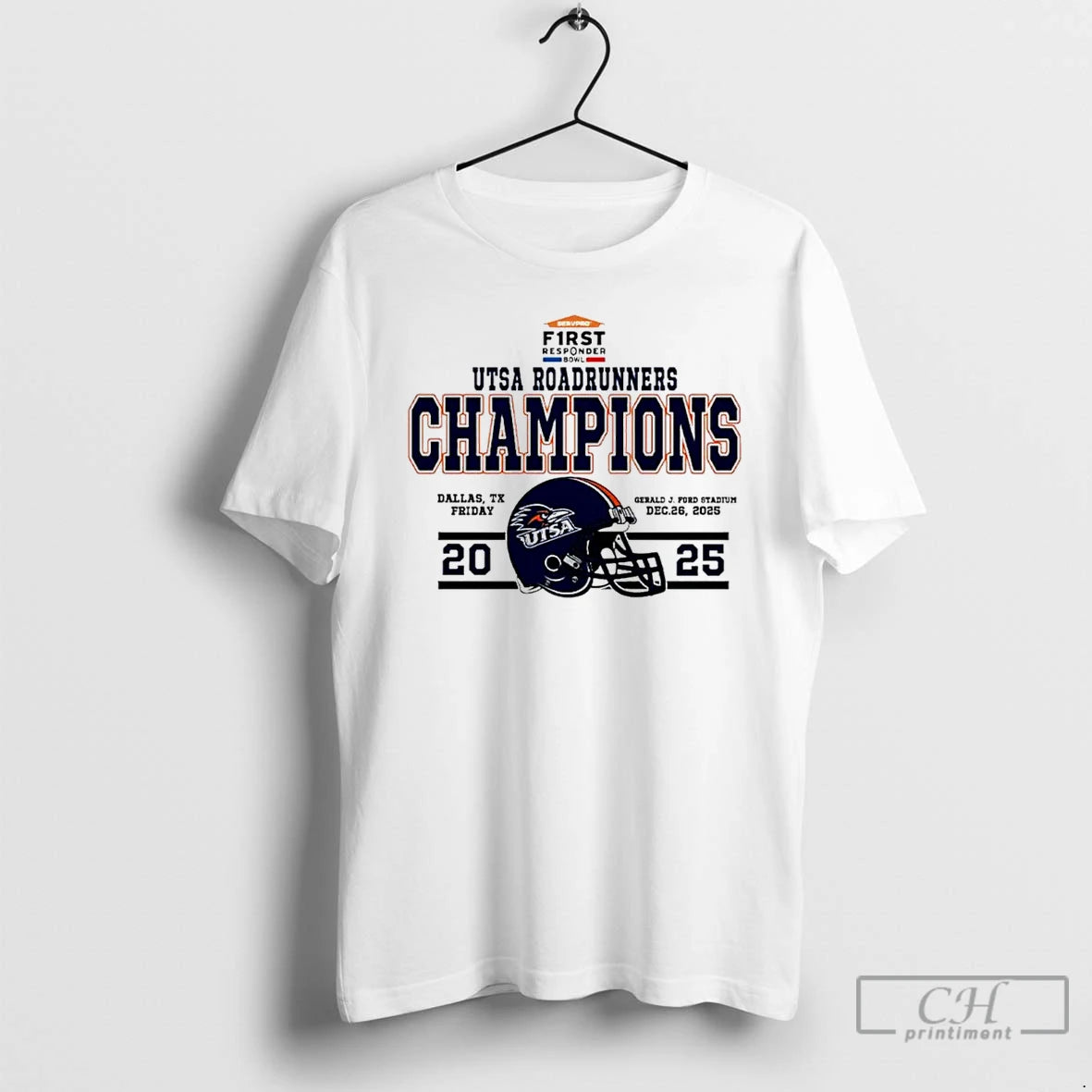 Classic Utsa Roadrunners Football 2025 First Responder Bowl Champions Helmet T-Shirts, Hoodie, Sweatshirt | PopFlextees.com