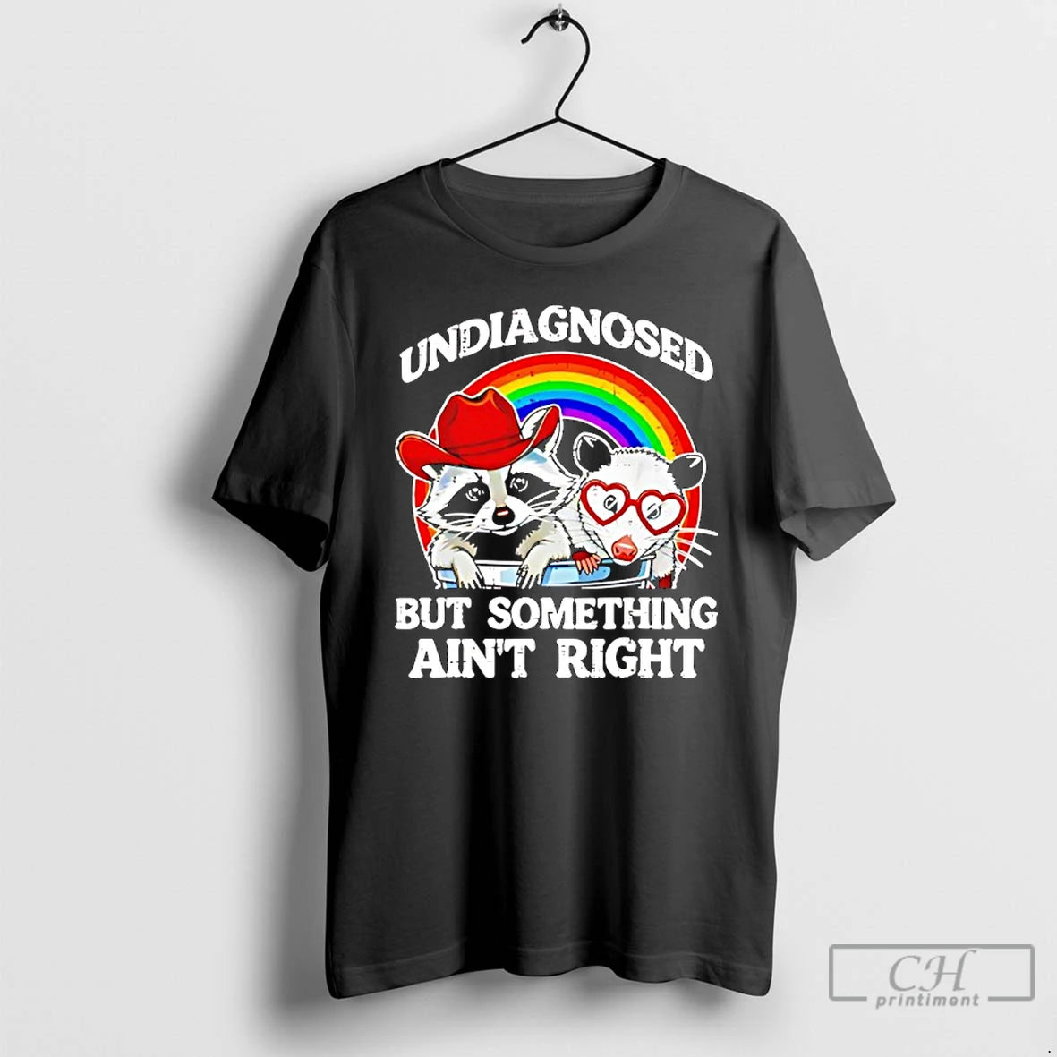 Classic Undiagnosed But Something Aint Right Raccoon Lgbt Rainbow T-Shirts, Hoodie, Sweatshirt | PopFlextees.com