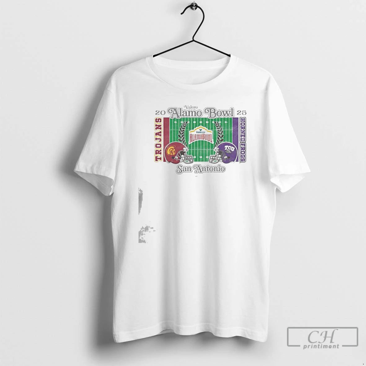 Classic Usc Trojans Vs Tcu Horned Frogs 2025 Valero Alamo Bowl 2 Team Head To T-Shirts, Hoodie, Sweatshirt | PopFlextees.com