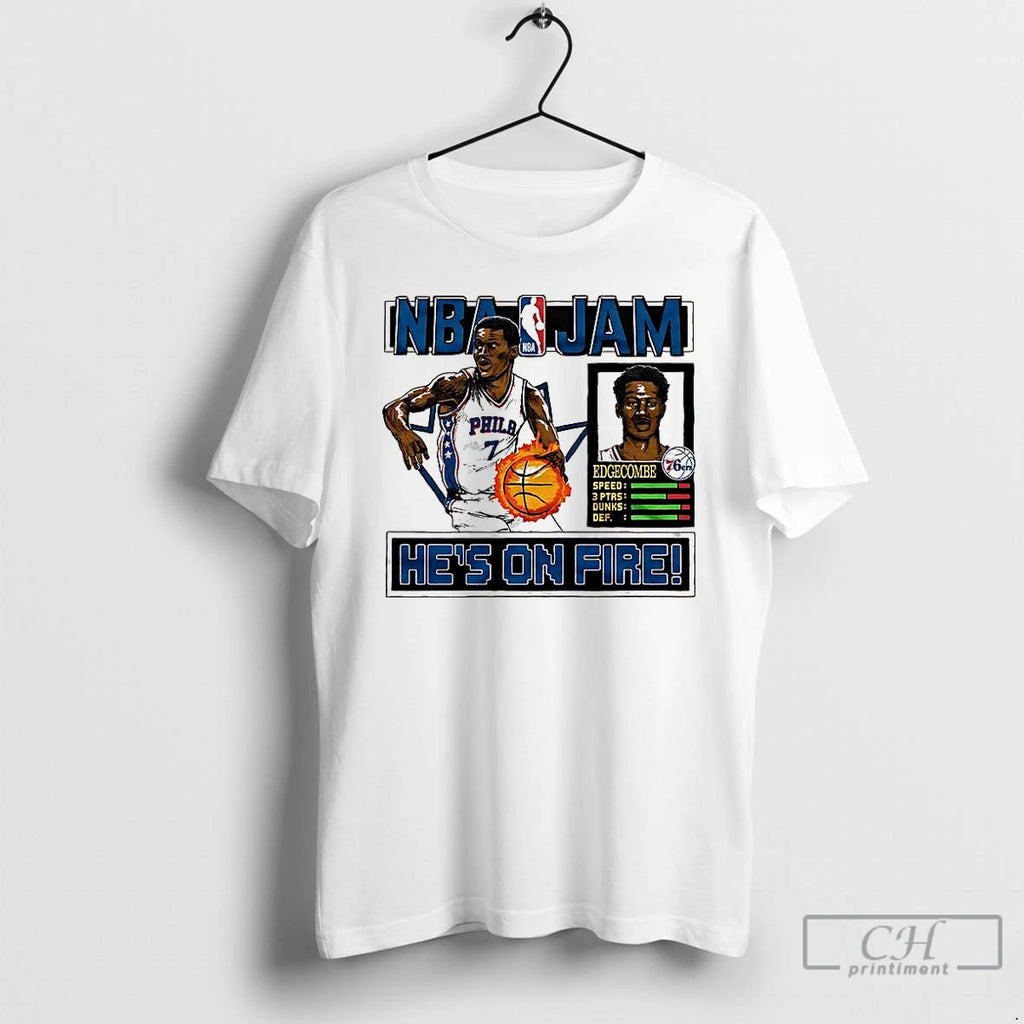 Classic V J Edgecombe Philadelphia 76ers Nba Jam Hes On Fire Classic Video Game T-Shirts, Hoodie, Sweatshirt