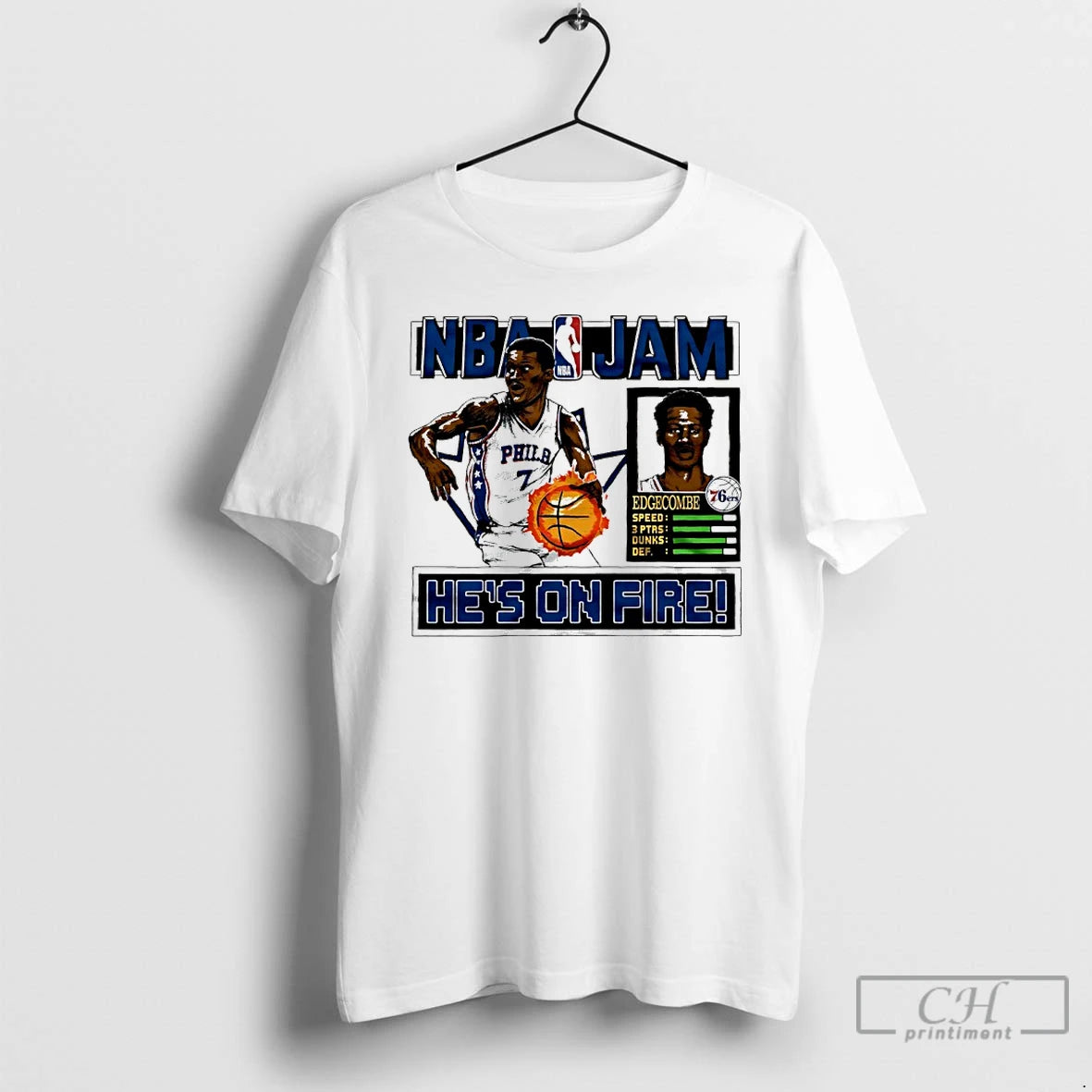 Classic V J Edgecombe Hes On Fire Philadelphia 76ers Nba Jam T-Shirts, Hoodie, Sweatshirt | PopFlextees.com